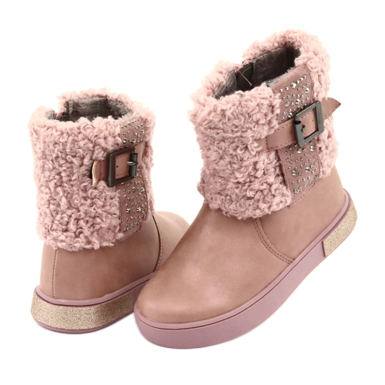 American Club Bottes avec fourrure avec fermeture éclair rose 4