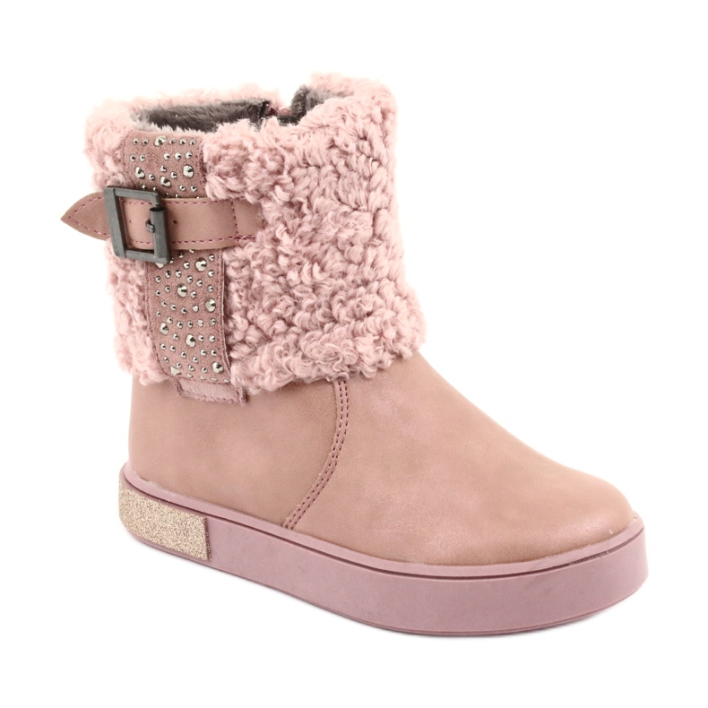 American Club Bottes avec fourrure avec fermeture éclair rose 1