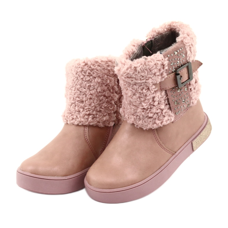 American Club Bottes avec fourrure avec fermeture éclair rose 3
