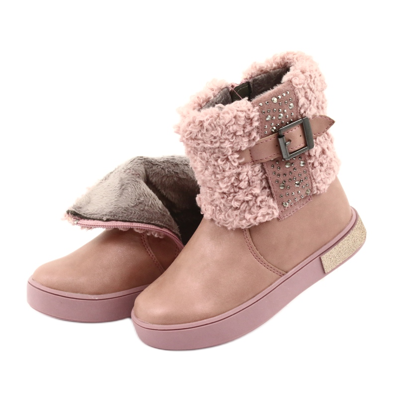 American Club Bottes avec fourrure avec fermeture éclair rose 5