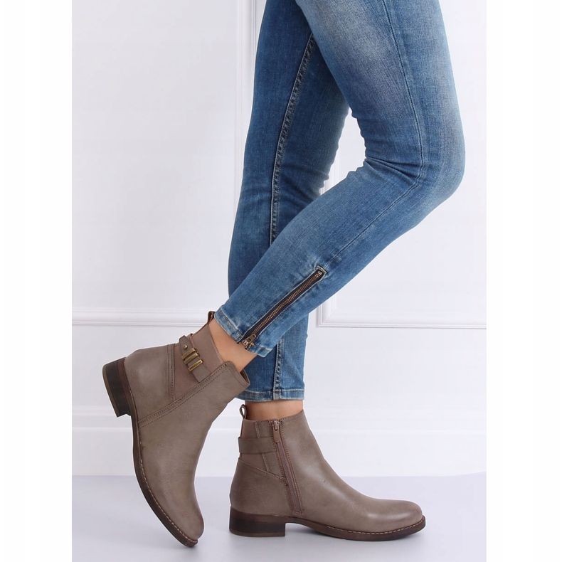 Bottines Jodhpur beiges pour femme 1304 Kaki 1 Bottines Jodhpur beiges pour femme 1304 Kaki 1