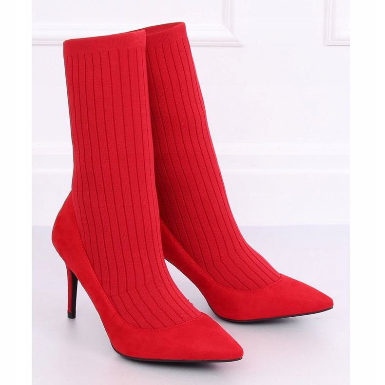Bottines à tige chaussette rouge T5033 Rouge 1