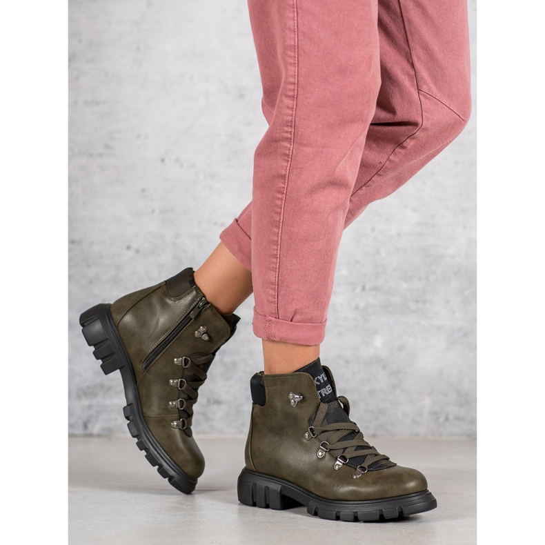 Kylie Bottes à lacets vert 1