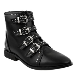 Bottines plates femme noires à boucles 100-915 le noir 1