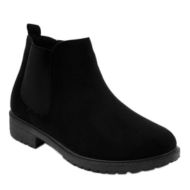 Bottines plates noires pour femmes avec un élastique MZ-81 le noir 1