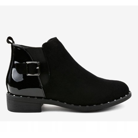 Bottines plates femme noires à boucle HD-68 2