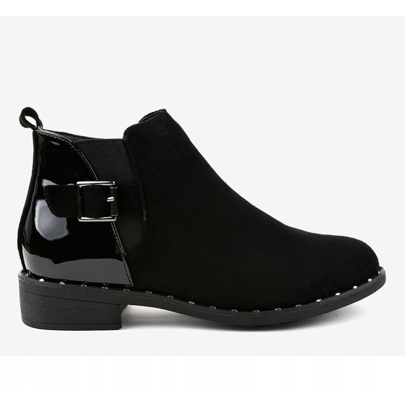 Bottines plates femme noires à boucle HD-68 2