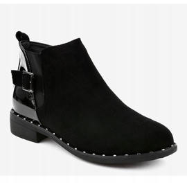 Bottines plates femme noires à boucle HD-68 1