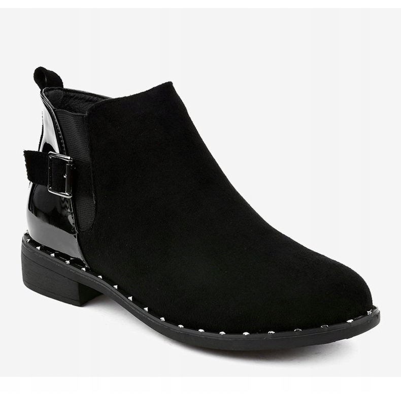 Bottines plates femme noires à boucle HD-68 1