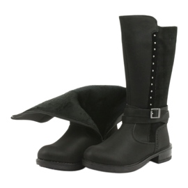 American Club GC31 bottes longues avec strass noir gris 5