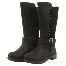 American Club GC31 bottes longues avec strass noir gris 3