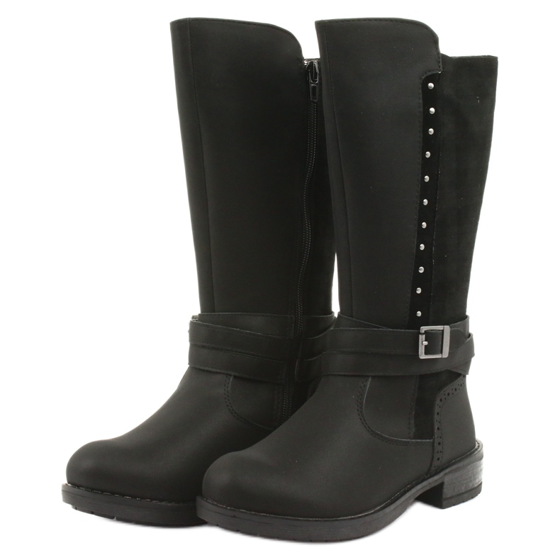 American Club GC31 bottes longues avec strass noir gris 3