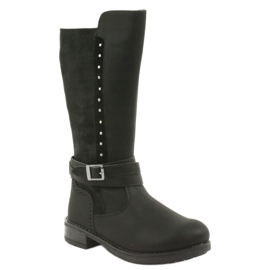 American Club GC31 bottes longues avec strass noir gris 1