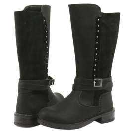 American Club GC31 bottes longues avec strass noir gris 4