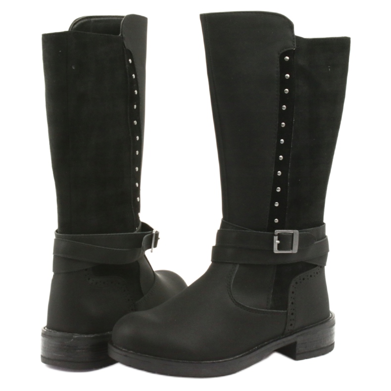 American Club GC31 bottes longues avec strass noir gris 4