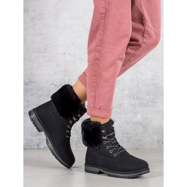 SDS Trappeurs noirs avec fourrure le noir 1