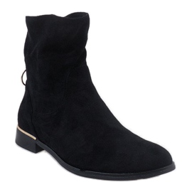 Bottines en daim noir avec une fermeture éclair J905 le noir 1
