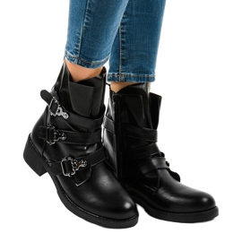 Bottines plates femme noires à boucles HQ952 le noir 1