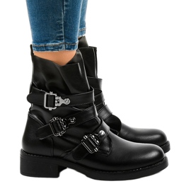 Bottines plates femme noires à boucles HQ952 le noir 2