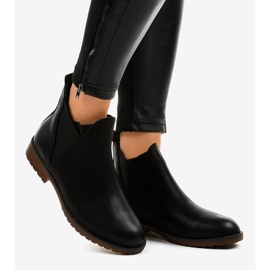 Bottines plates noires avec un élastique W360 le noir 2