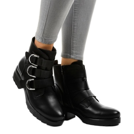 Bottines plates femme noires à boucles BZ66010 le noir 1