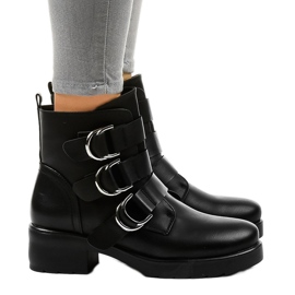 Bottines plates femme noires à boucles BZ66010 le noir 2