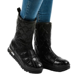 Bottines plates pour femmes noires à clous B9016-1 le noir 1