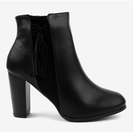 Bottines noires à franges F880 le noir 2