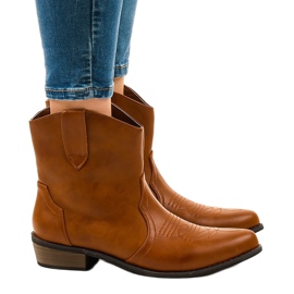 Bottines camel pour femme 928-1 santiags plates brun 1