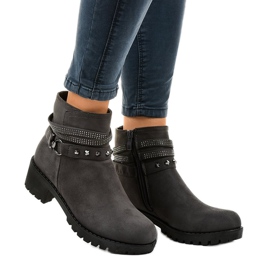 Bottines à talons en daim gris L3058-29 1