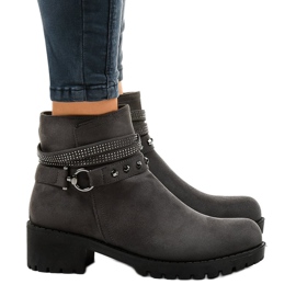 Bottines à talons en daim gris L3058-29 2