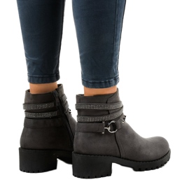 Bottines à talons en daim gris L3058-29 3
