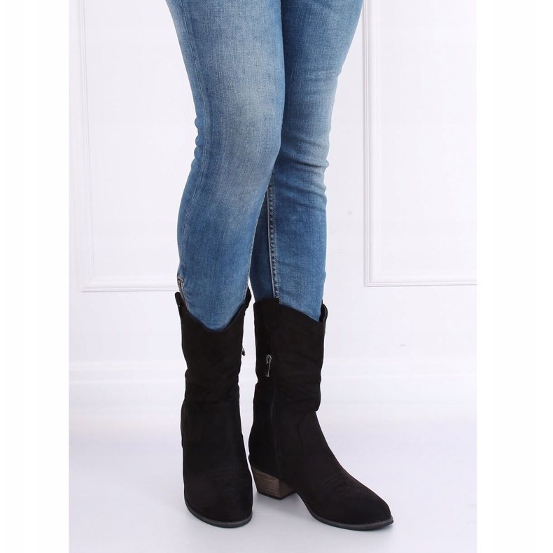 Noir CM-9M1-1 Bottes de cowboy noires 1