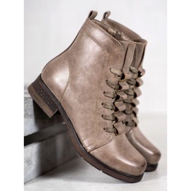 Forever Folie Bottines à lacets beiges 1