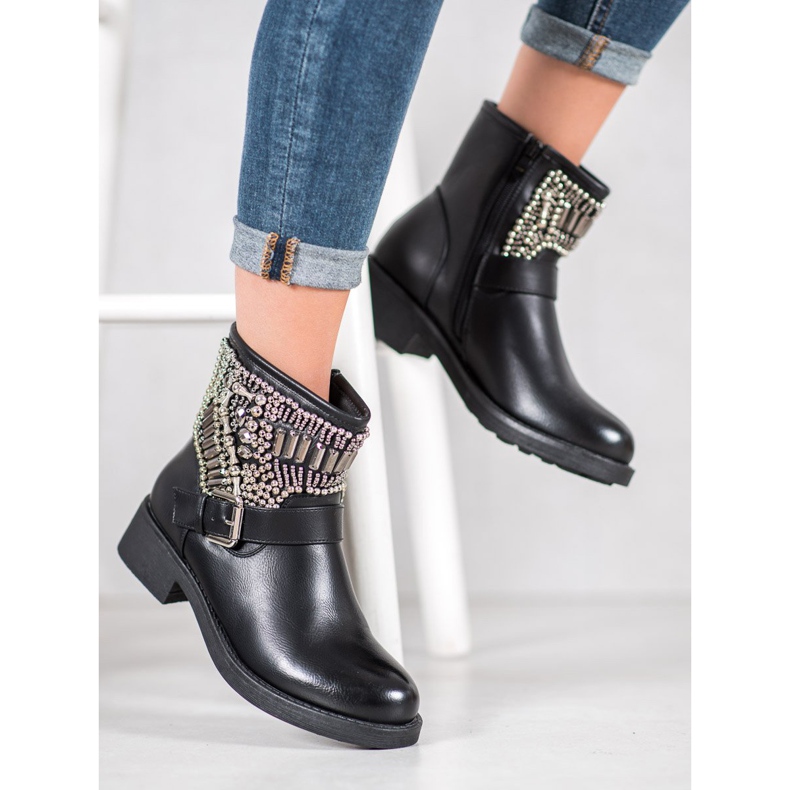 Bestelle Bottes avec des cristaux noir 2
