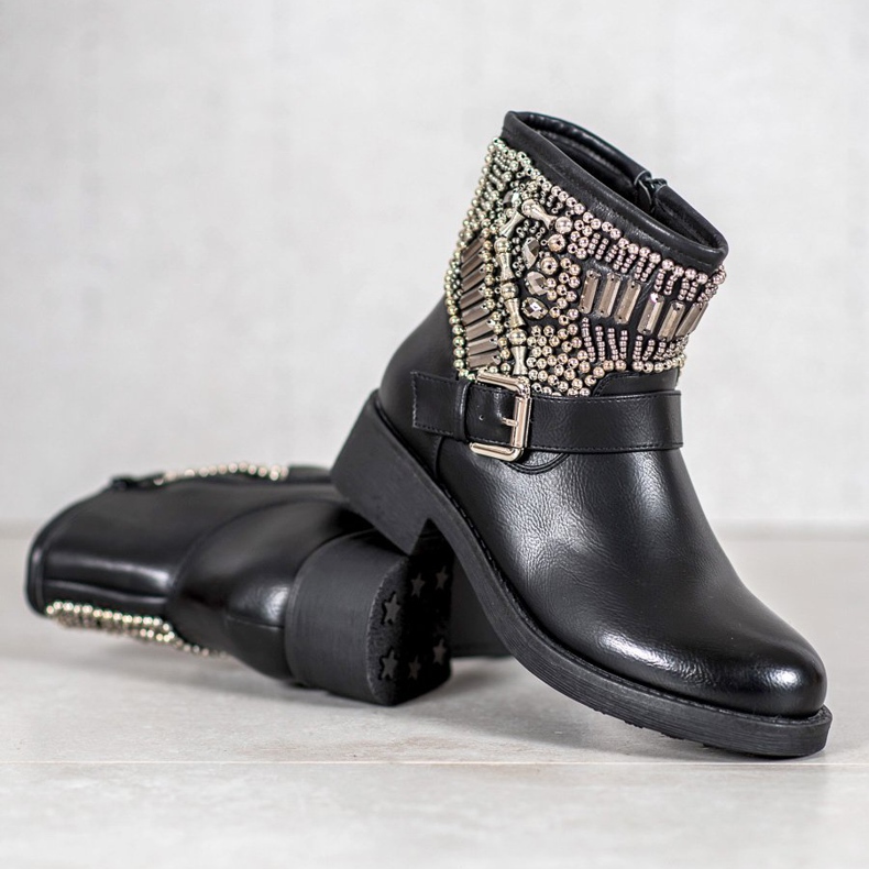 Bestelle Bottes avec des cristaux noir 1