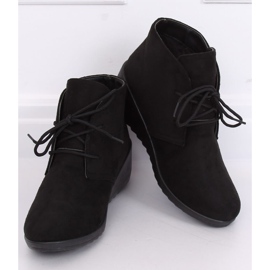 Bottines noires lacées sur un talon compensé E3265 Noir le noir 2