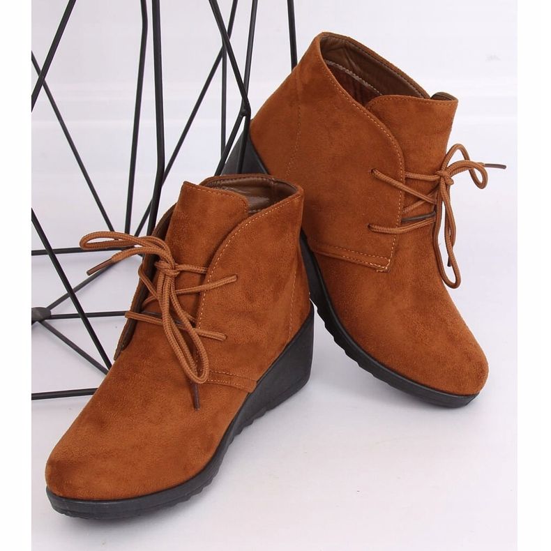 Bottines à lacets camel E3265 Camel brun 2