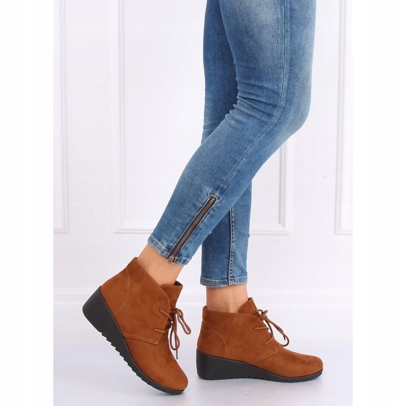 Bottines à lacets camel E3265 Camel brun 1