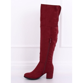 8B965 Bottines à talons bas bordeaux vin rouge 1