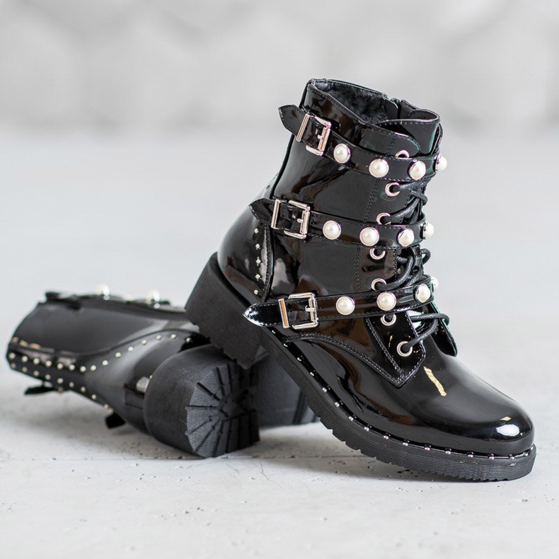 Seastar Bottines vernies avec perles le noir 1