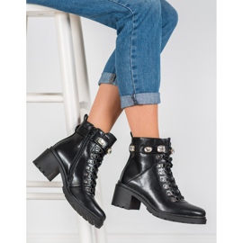Seastar Bottes à lacets à la mode le noir 1