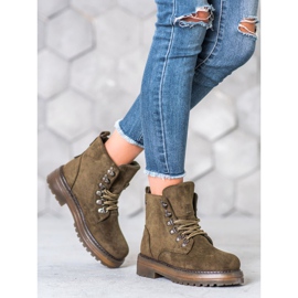 SHELOVET Trappeurs à lacets brun multicolore vert 2