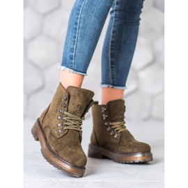 SHELOVET Trappeurs à lacets brun multicolore vert 3