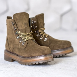 SHELOVET Trappeurs à lacets brun multicolore vert 4