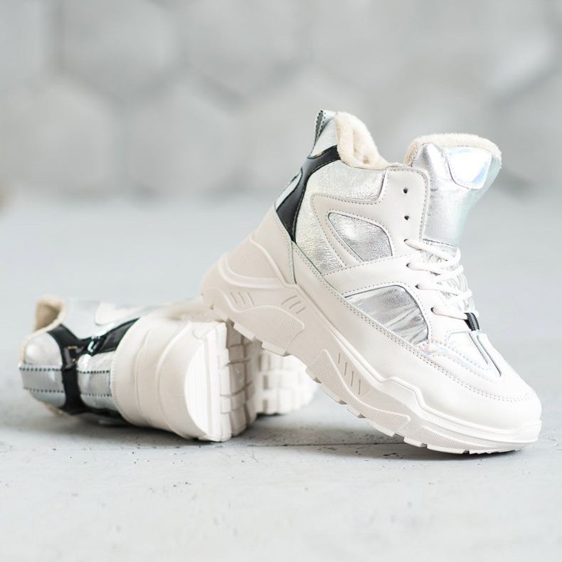 Bottines de sport à la mode blanche gris 2