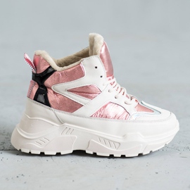 Bottines de sport à la mode blanc rose 1