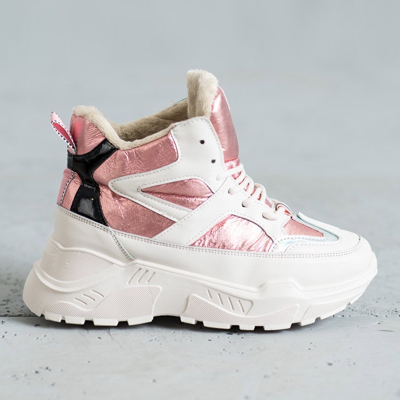 Bottines de sport à la mode blanc rose 1