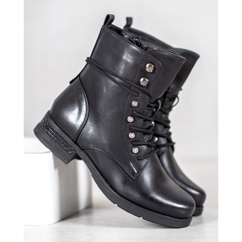 SHELOVET Bottes en éco-cuir noir 1