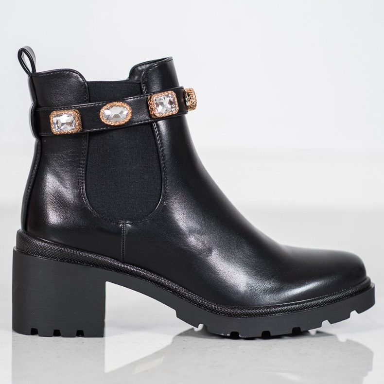 Seastar Bottes avec des cristaux le noir jaune 2
